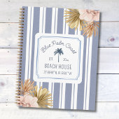 Beach House Guest Book Blue Strip Coastal Boho Notitieboek