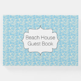 Beach House Guest Book Modern Blue Wave Pattern Gastenboek
