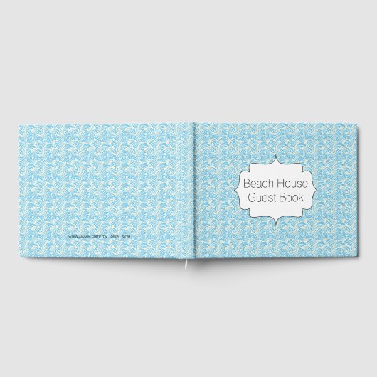 Beach House Guest Book Modern Blue Wave Pattern Gastenboek (Volledig)