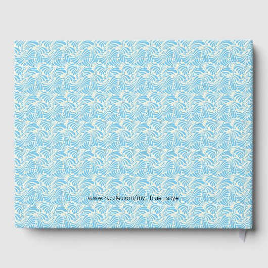 Beach House Guest Book Modern Blue Wave Pattern Gastenboek (Achterkant)