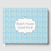 Beach House Guest Book Modern Blue Wave Pattern Gastenboek (Voorkant)