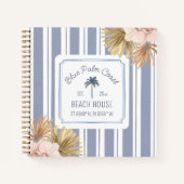 Beach House Guestbook Blue Stripes Coastal Boho Notitieboek (Voorkant)