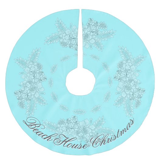 Beach House Kerstmis Hibiscus Swag Muted Kerstboom Rok (Voorkant)