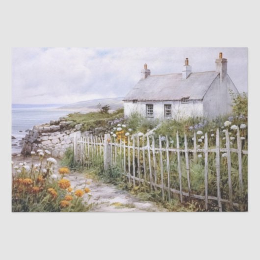 Beach House Kusthuisje Landschap Ocean Garden Tissuepapier (Voorkant)