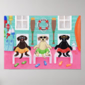 Beach House Labrador Boys Artwork Poster (Voorkant)