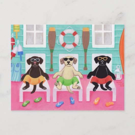 Beach House Labrador Boys Briefkaart (Voorkant)