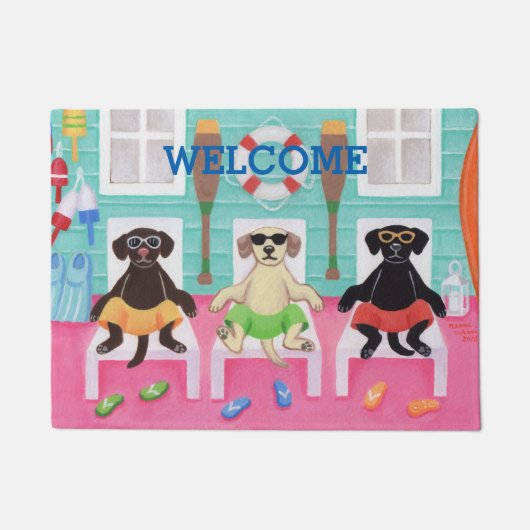 Beach House Labrador Boys Deurklep Deurmat (Voorkant)