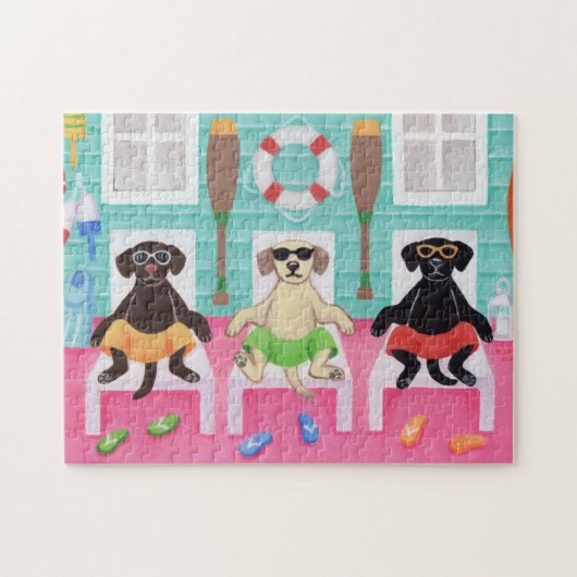 Beach House Labrador Boys Painting Legpuzzel (Horizontaal)