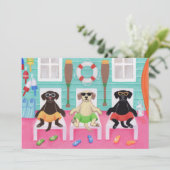 Beach House Labrador Boys Pool Party nodigt uit Kaart (Staand voorkant)