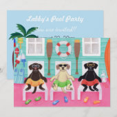 Beach House Labrador Boys Pool Party nodigt uit Kaart (Voorkant / Achterkant)