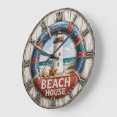 Beach House Lighthouse Rustic Nautical Coastal Grote Klok (Hoek)