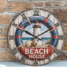 Beach House Lighthouse Rustic Nautical Coastal  Grote Klok