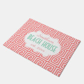 Beach House Mint Coral Key Nautical Deco Custom Deurmat (Schuin)