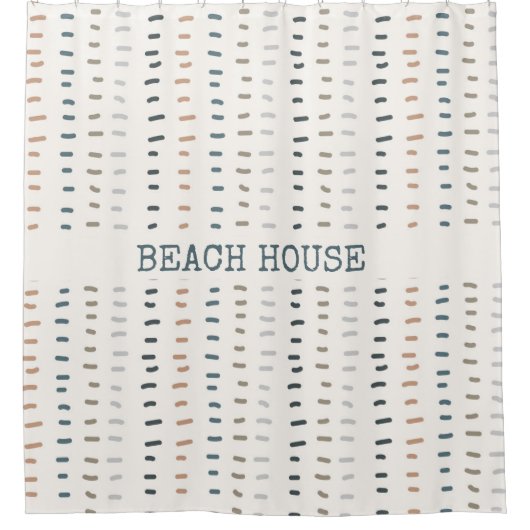 Beach House Modern Muted kleuren Biologisch Ivoor Douchegordijn (Voorkant)