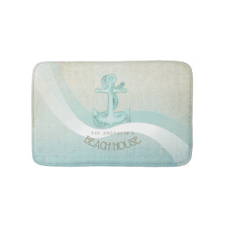Beach House Nautical Anchor and Rope Aqua ID623 Badmat