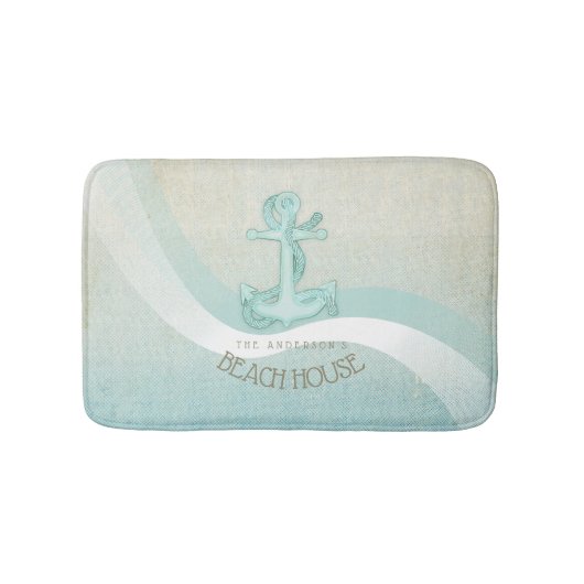 Beach House Nautical Anchor and Rope Aqua ID623 Badmat (Voorkant)
