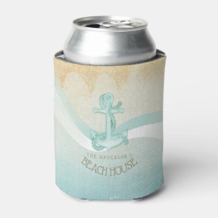 Beach House Nautical Anchor and Rope Aqua ID623 Blikjeskoeler