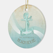 Beach House Nautical Anchor and Rope Aqua ID623 Keramisch Ornament (Links)