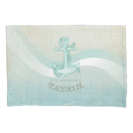 Beach House Nautical Anchor and Rope Aqua ID623 Kussensloop