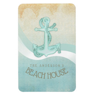 Beach House Nautical Anchor and Rope Aqua ID623 Magneet