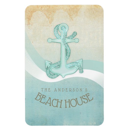 Beach House Nautical Anchor and Rope Aqua ID623 Magneet (Verticaal)