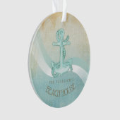 Beach House Nautical Anchor and Rope Aqua ID623 Ornament (voorkant)