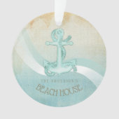 Beach House Nautical Anchor and Rope Aqua ID623 Ornament (voorkant)