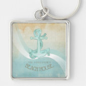 Beach House Nautical Anchor and Rope Aqua ID623 Sleutelhanger (Voorkant)