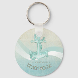 Beach House Nautical Anchor and Rope Aqua ID623 Sleutelhanger