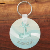 Beach House Nautical Anchor and Rope Aqua ID623 Sleutelhanger (Voorkant)