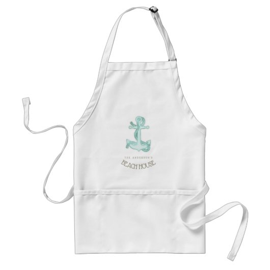 Beach House Nautical Anchor and Rope Aqua ID623 Standaard Schort (Voorkant)