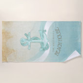 Beach House Nautical Anchor and Rope Aqua ID623 Strandlaken (Voorkant)