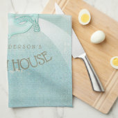 Beach House Nautical Anchor and Rope Aqua ID623 Theedoek (Quarter Fold)