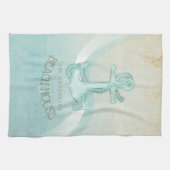Beach House Nautical Anchor and Rope Aqua ID623 Theedoek (Horizontaal)