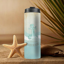 Beach House Nautical Anchor and Rope Aqua ID623