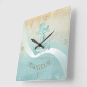 Beach House Nautical Anchor and Rope Aqua ID623 Vierkante Klok (Hoek)