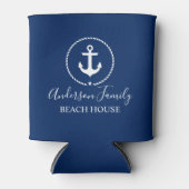 Beach House Nautical Anchor Rope Star Blue Blikjeskoeler (Voorkant)