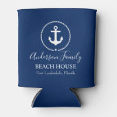 Beach House Nautical Anchor Rope Star Blue Blikjeskoeler (Voorkant)