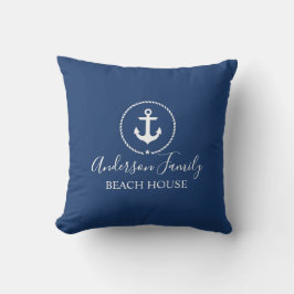 Beach House Nautical Anchor Rope Star Blue Buitenkussen