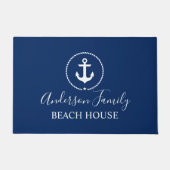 Beach House Nautical Anchor Rope Star Blue Deurmat (Voorkant)