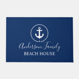 Beach House Nautical Anchor Rope Star Blue Deurmat