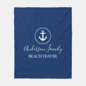 Beach House Nautical Anchor Rope Star Blue Fleece Deken (Voorkant)