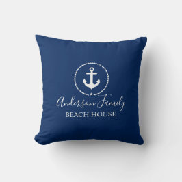 Beach House Nautical Anchor Rope Star Blue Kussen