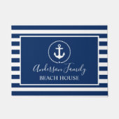 Beach House Nautical Anchor Rope Star Blue Striped Deurmat (Voorkant)