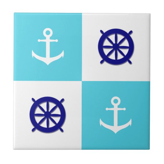 Beach House Nautical Anchor Tile Tegeltje (Voorkant)