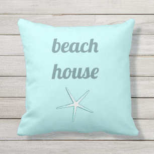 Beach House Nautical Blauwgroen Blue White Starfis Buitenkussen