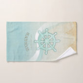 Beach House Nautical Boat Helm Aqua Blue ID623 Bad Handdoek (Handdoek)