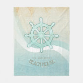 Beach House Nautical Boat Helm Aqua Blue ID623 Fleece Deken (Voorkant)