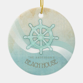Beach House Nautical Boat Helm Aqua Blue ID623 Keramisch Ornament