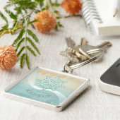 Beach House Nautical Boat Helm Aqua Blue ID623 Sleutelhanger (Zijkant)